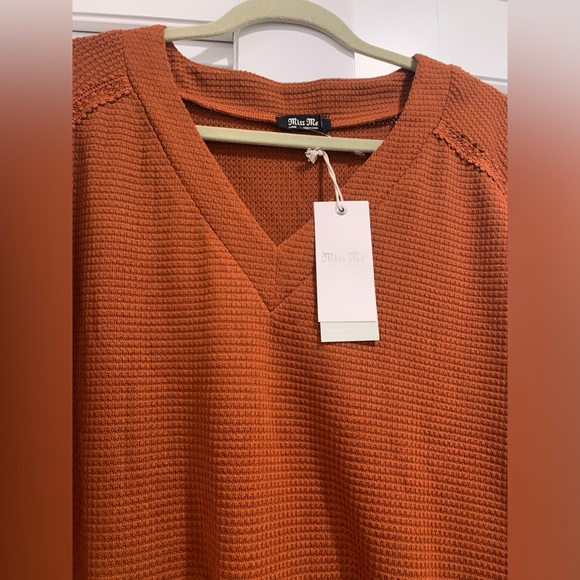 NWT Miss Me Thermal mixed material Bohemian long sleeve top size Large - Picture 4 of 5